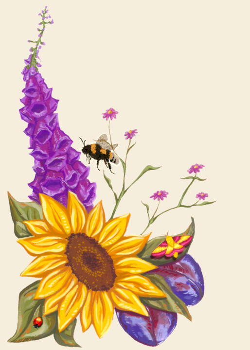 Design done for wedding invitations, painted in gouache